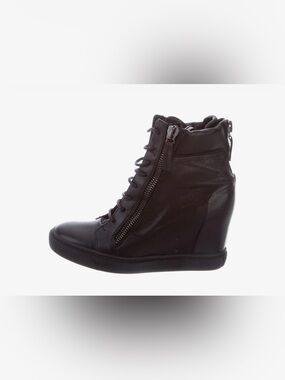 Fred Segal round-toe high-top wedge sneakers with tonal stitching,